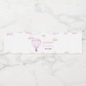 Pink Hot Air Ballon Birthday Wasser Flasche Etiket Wasserflaschenetikett (Einzelnes Label)