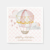 Pink Hot Air Ballon Fahnen Serviette (Vorderseite)