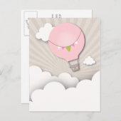 Pink Hot Air Ballon Geburtstagsparty Postkarte (Vorne/Hinten)