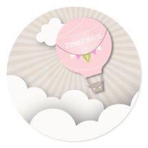 Pink Hot Air Ballon Geburtstagsparty Sticker