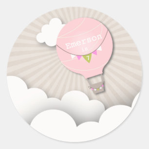 Pink Hot Air Ballon Geburtstagsparty Sticker