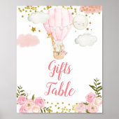 Pink Hot Air Ballon Jungle Gold Glitzer Poster (Vorne)