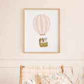 Pink Hot Air Ballon mit Hunde Kinderzimmer Poster