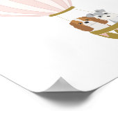 Pink Hot Air Ballon mit Hunde Kinderzimmer Poster (Ecke)