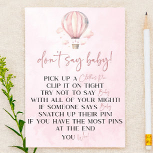 Pink Hot Air Ballon Say Baby Shower Game
