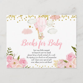 Pink Hot Air Ballon Tiere Bücher für Baby Einladungspostkarte