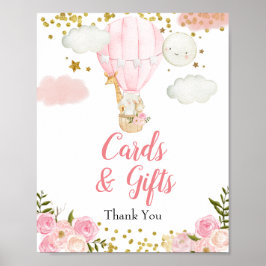 Pink Hot Air Ballon Tiere Karten und Geschenke Flo Poster