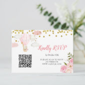 Pink Hot Air Ballon Tiere Online Rsvp Card Dankeskarte (Stehend Vorderseite)
