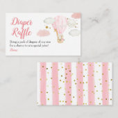 Pink Hot Air Ballon Tiere Windeln Raffel Begleitkarte (Vorne/Hinten)