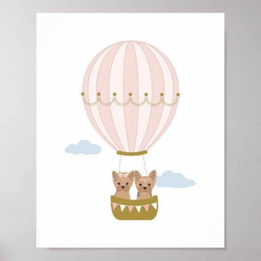 Pink Hot Air Ballon Yorkshire Kinderzimmer Poster (Vorne)