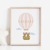 Pink Hot Air Ballon Yorkshire Kinderzimmer Poster