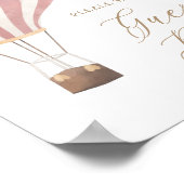 Pink Hot Air Balloon Baby Showbuchsignatur Poster (Ecke)