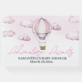 Pink Hot Air Balloon Baby Showroom Gästebuch