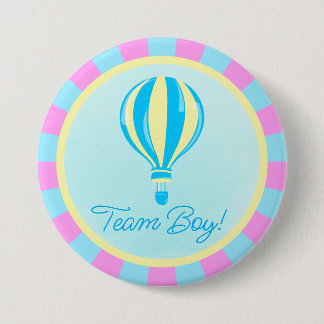 Pink Hot Air Balloon Gender Reveal Team Boy Button