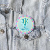 Pink Hot Air Balloon Gender Reveal Team Boy Button (Beispiel)