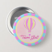 Pink Hot Air Balloon Gender Reveal Team Girl  Button (Vorne & Hinten)