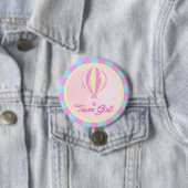 Pink Hot Air Balloon Gender Reveal Team Girl  Button (Beispiel)