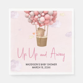 Pink Hot Air Balloon Up and Away Baby Shower Serviette