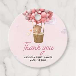 Pink Hot Air Balloon Up and Away Favor Tags Geschenkanhänger