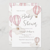 Pink Hot Air Balloons Baby Shower Girl Einladung (Vorne/Hinten)