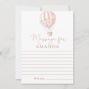 Pink Hot Air Baloon Erste Geburtstagsnachricht für Karte