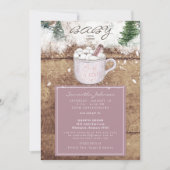 Pink Hot Chocolate Rustic Baby Es ist kalte Dusche Einladung (Vorderseite)