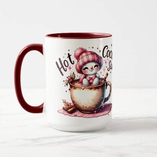 Pink Hot Cococoa Snowwomen Saison Tasse (Links)