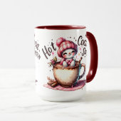Pink Hot Cococoa Snowwomen Saison Tasse (VorderseiteRechts)