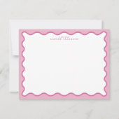 Pink & Hot Pink Wavy Border Note Card Einladung (Vorderseite)