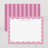 Pink & Hot Pink Wavy Border Note Card Einladung (Vorne/Hinten)
