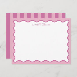 Pink & Hot Pink Wavy Border Note Card Einladung