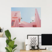 Pink House and Palm Trees Foto Poster (Heimbüro)