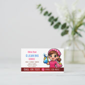 Pink House Cleaning Service Visitenkarte (Stehend Vorderseite)