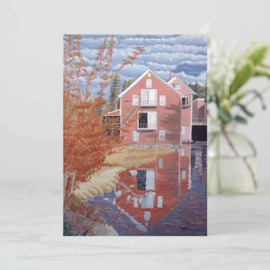 Pink House in Autumn Dankeskarte (Stehend Vorderseite)