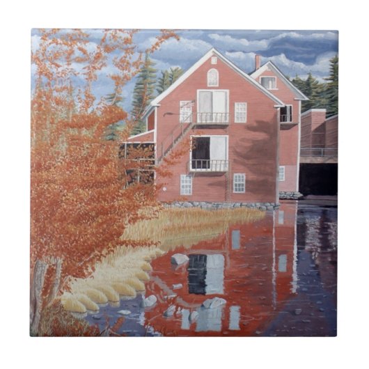 Pink House in Autumn Fliese (Vorderseite)