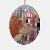 Pink House in Autumn Keramik Ornament (Rechts)