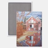 Pink House in Autumn Magnet (Vorderseite/Rückseite)
