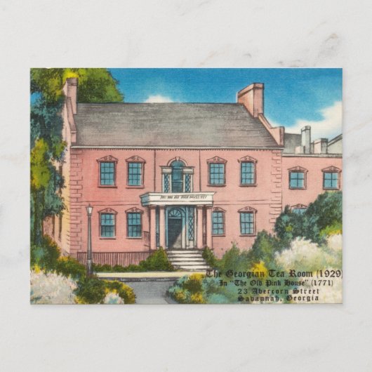 Pink House Savannah GA historisch Postkarte (Vorderseite)