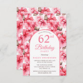 Pink Hübsch Garden Blumenarchic 62. Geburtstag Einladung (Vorne/Hinten)