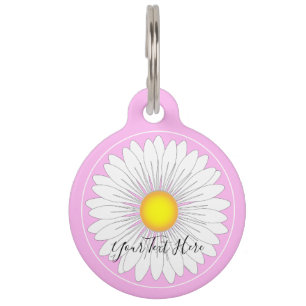 Pink Hübsch Little Daisy Round Haustiermarke