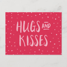 Pink Hugs und Kisses | Herz | Valentinstag Feiertagspostkarte