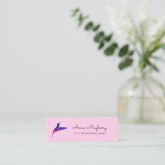 Pink Hummingbird Mini Business Card Mini Visitenkarte (Stehend Vorderseite)