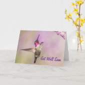 Pink Hummingbird Posting in Flight wird bald gut Karte (Gelbe Blume)