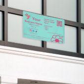 Pink Hummingbird QR Code Türkisfarbenes Geschäftsb Banner (Äußeres Gebäude)