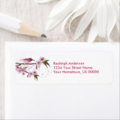 Pink Hummingbird und Blume Rücksendeadressen-Aufkl (Insitu)