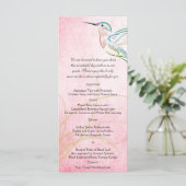 Pink Hummingbird Watercolor Wedding Menu Menükarte (Stehend Vorderseite)