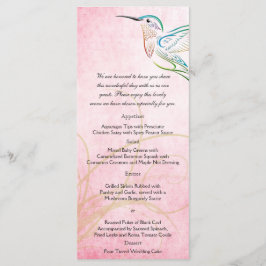 Pink Hummingbird Watercolor Wedding Menu Menükarte