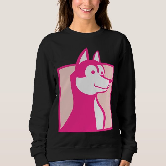 Pink Husky Dog Sweatshirt (Vorderseite)