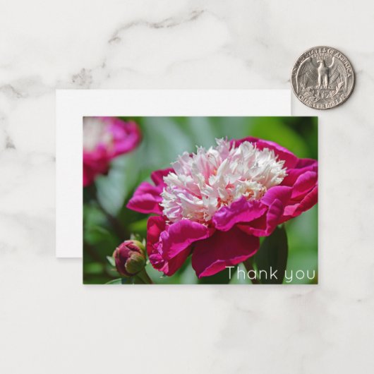 Pink Hütte Peony Blume Danke Mitteilungskarte (Vorderseite/Rückseite Beispiel)