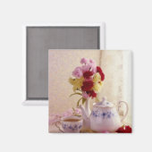 Pink Hütte Tee Set Blume Magnet (Vorderseite/Rückseite)